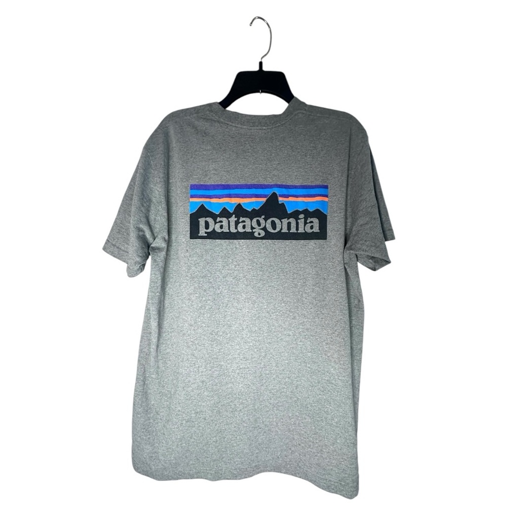 Men’s Patagonia P6 Logo Responsibili-Tee Gray Regular Fit Hiking T-Shirt Size L - Picture 3 of 10